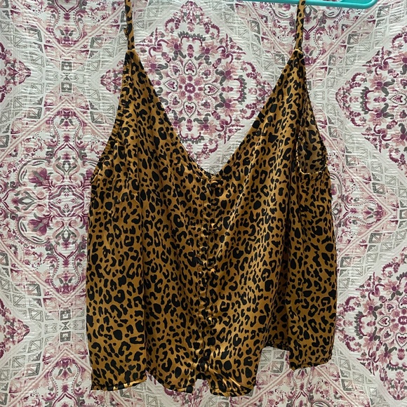 wild fable Tops - WILD FABLE Satiny Leopard Print Tank Top